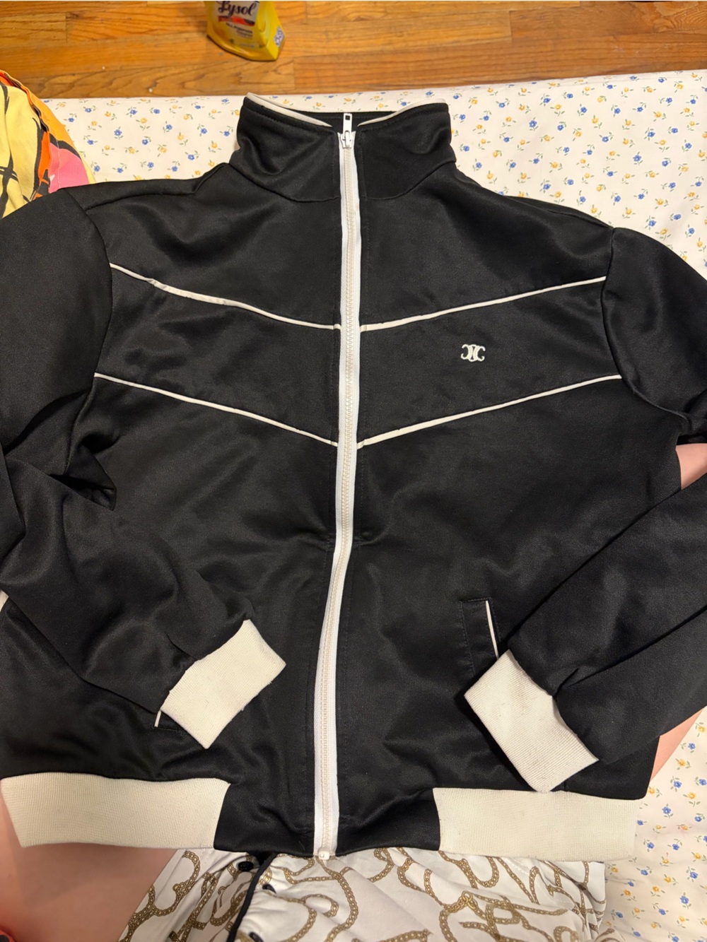 Black & Cream Zip-Front Bomber Jacket - Women's